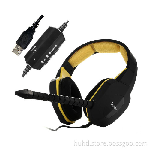 7.1 Virtual Surround Sound LED logo light Computer Headphones PC USB Gaming Headset with Volume Control and Mic